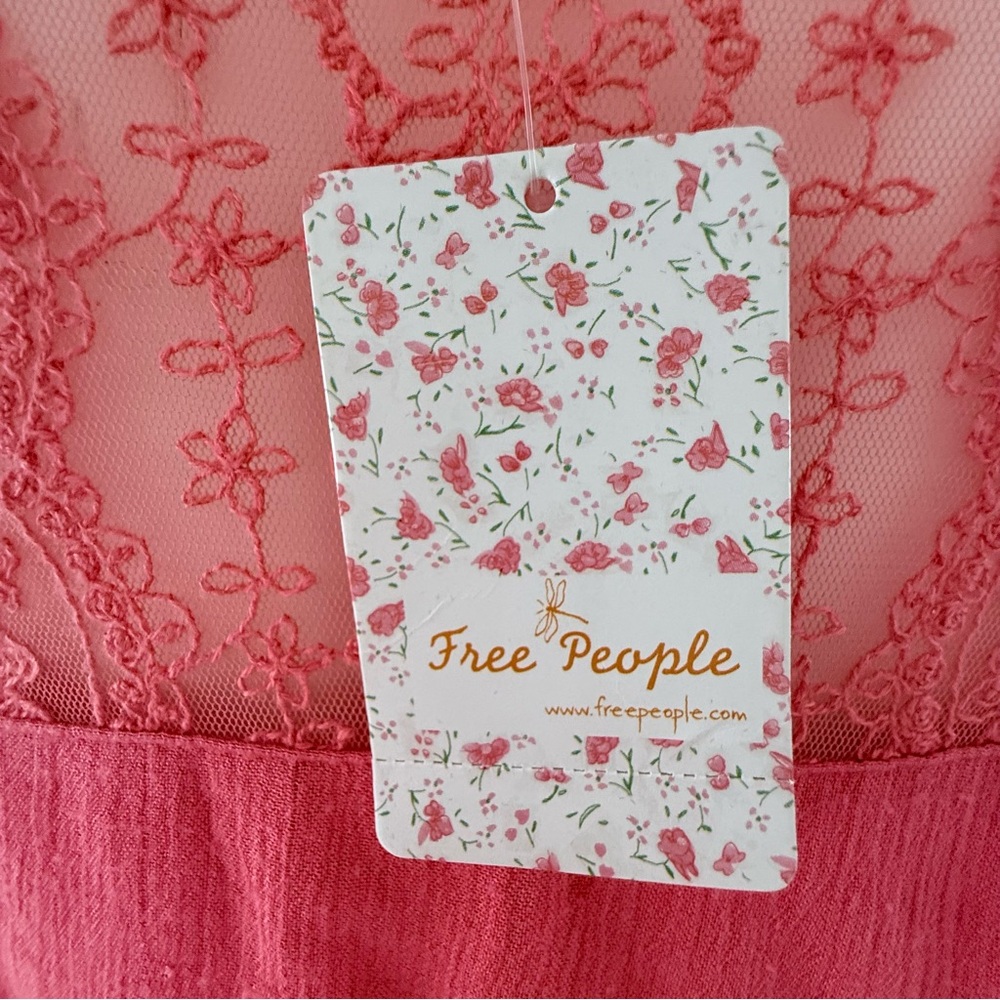 Free People Coral Lace Tiered Mini Dress | NWT | Size S - Picture 7 of 13